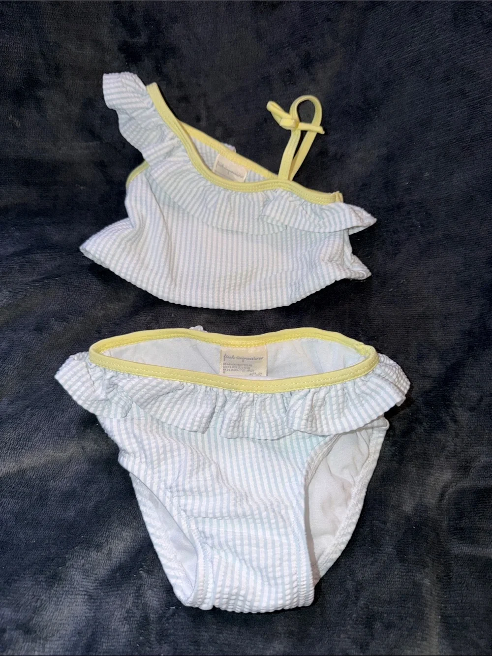 First Impressions Light Blue & Yellow Ruffle Two-Piece Kids Bikini